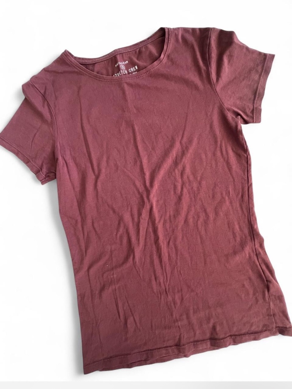 Primark Stretch Crew Short Sleeve Tee in Dusty Maroon